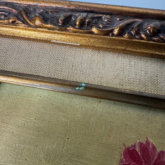 Vtg Robert Cox Signed Still Life Floral Oil Painting Wood & Gold Framed 1980s - Picture 8 of 8